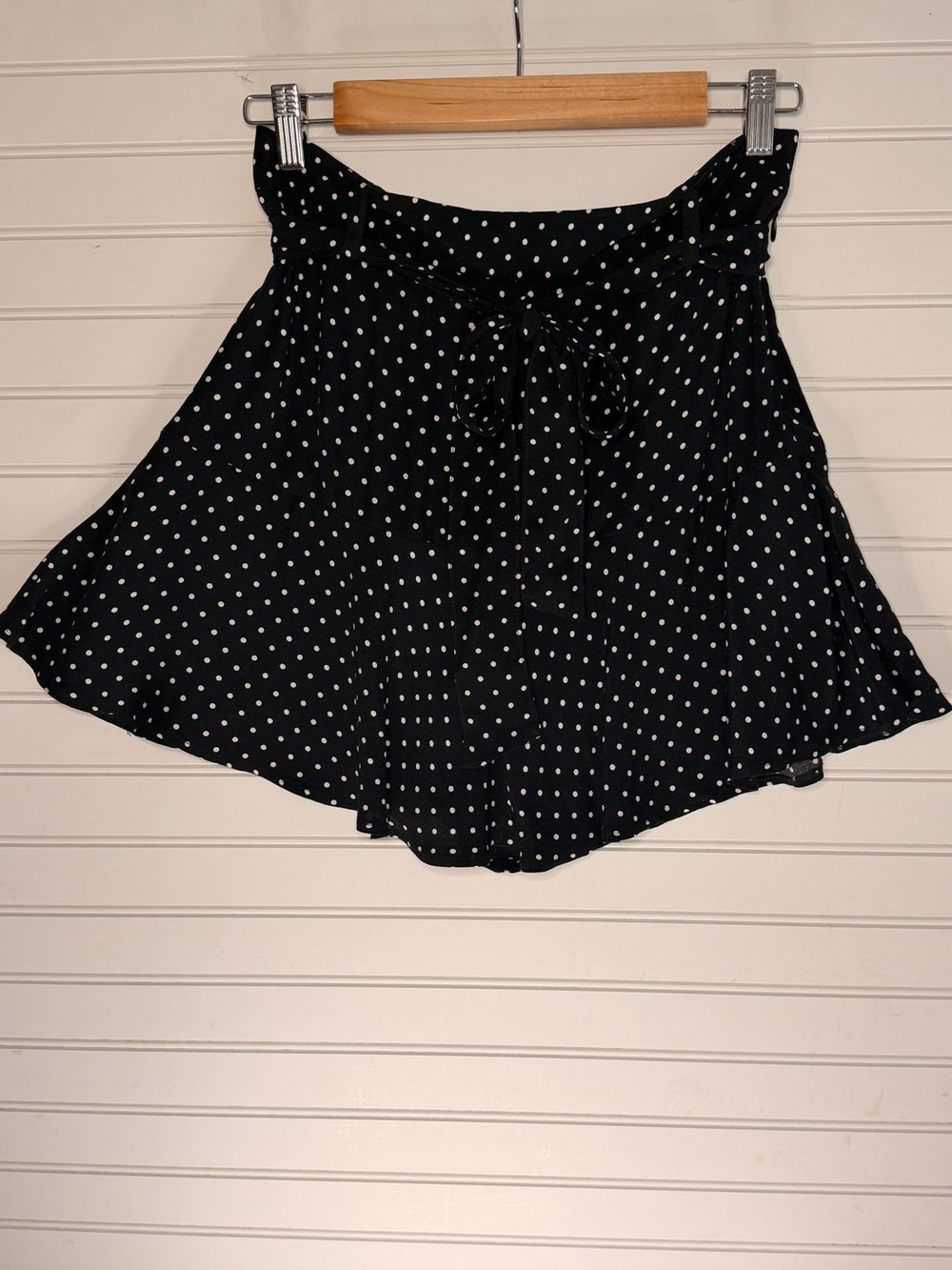 Zara Black Polka Dot Tie-Waist Skort, Size M